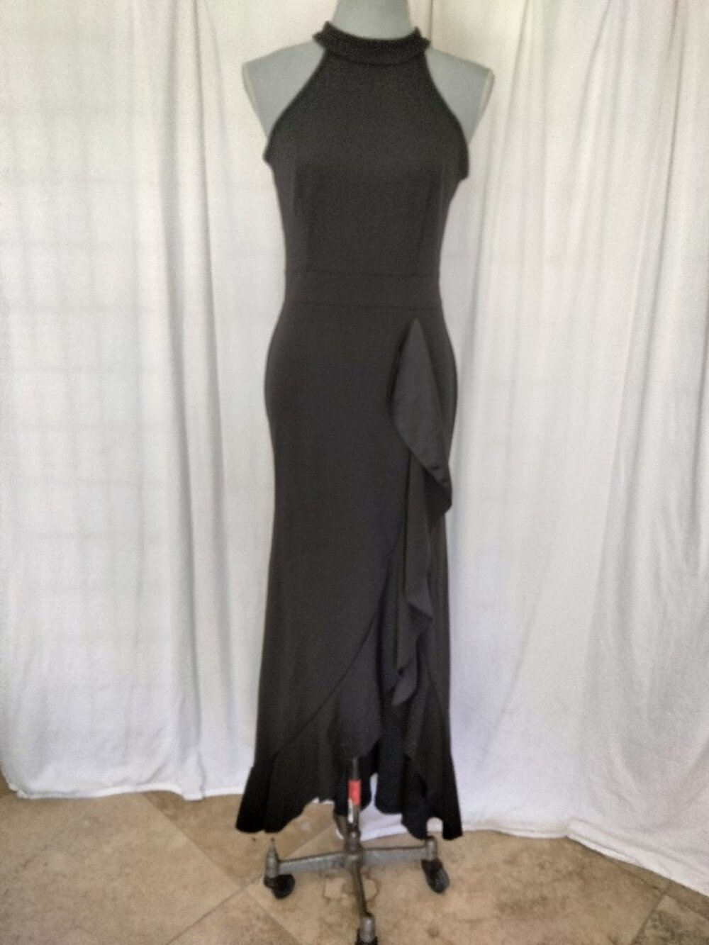 WOOSEA Women's High Neck Sexy Split Evening Cocktail Party Maxi  Formal Dress M
